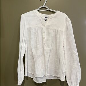 Chaps White Textured Blouse